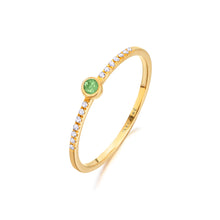  Bague pour femme en or jaune 18 carats, diamants et solitaire en émeraude. Bague Le Carre GA105ES.11-51