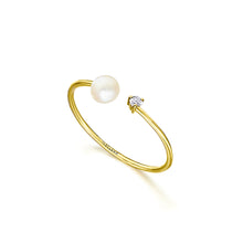  Bague pour femme en or jaune 18 carats, diamants et perle blanche. Bague Le Carre GA127OA.13-53