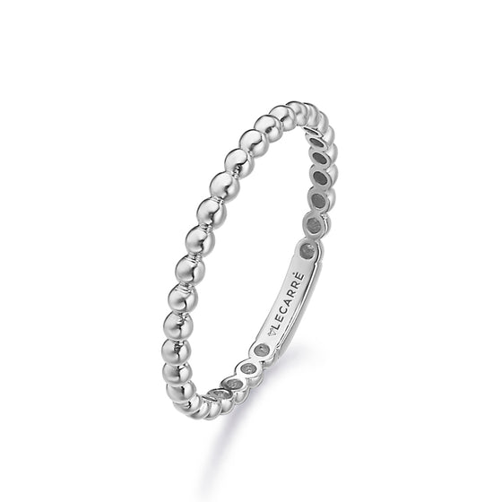Bague pour femme en or blanc 18 carats, motif boules. Bague Le Carre GA136OB-55
