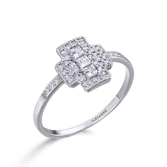 Bague élégante pour femme en or blanc pavée de diamants. Bague Le Carré GA148OB.13