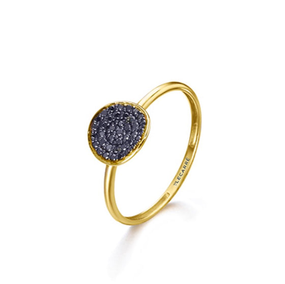 Bague pour femme en or jaune 18 carats et diamants noirs. Bague Le Carre GA150BL.19-59