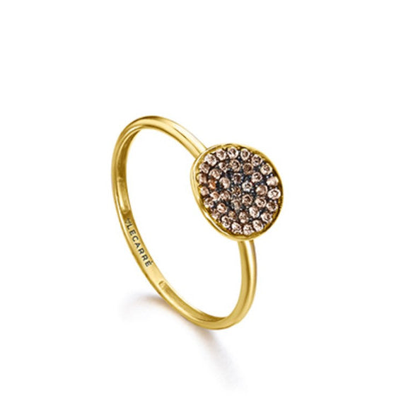 Bague pour femme en or jaune 18 carats et diamants bruns. Bague Le Carre GA150BR.13