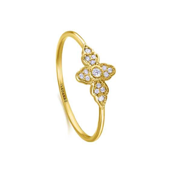 Bague pour femme en or jaune 18 carats et diamants blancs. Bague Le Carre GA161OA-53