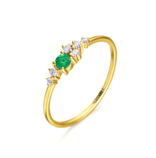  Bague pour femme en or jaune 18 carats, diamants et solitaire en émeraude. Bague Le Carre GA192OA-13