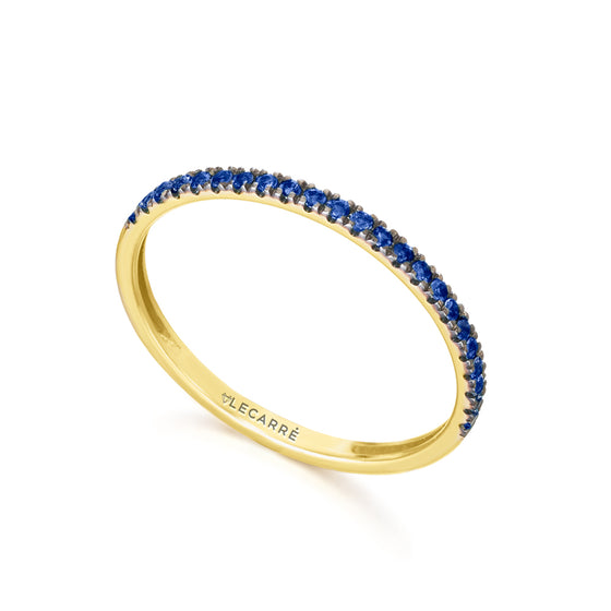 Bague pour femme en or jaune 18 carats et saphirs bleus. Bague Le Carre GA194ZA 