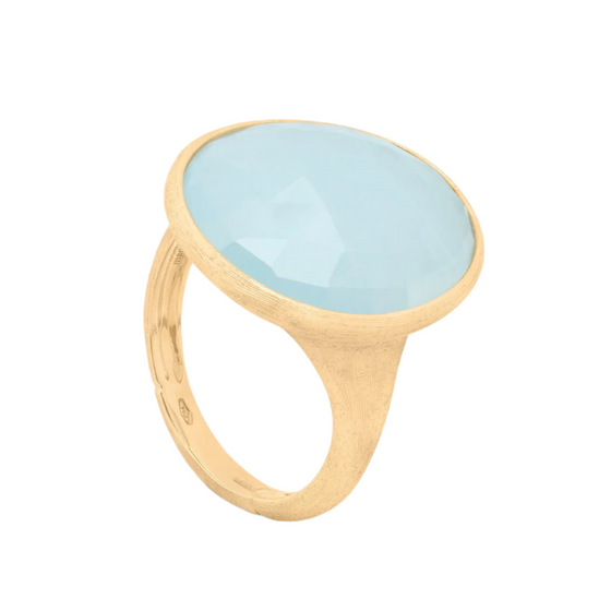 Bague pour femme en or jaune 18 carats et aigue-marine bleue. Bague Lunaria Marco Bicego AB564-AQD-53