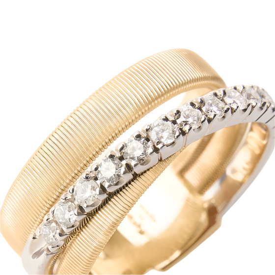 Bague pour femme en or jaune 18 carats et diamants blancs. Bague Masai Marco Bicego AG329-B-YW-M5-53
