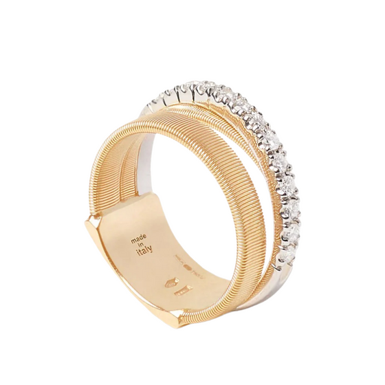 Bague pour femme en or jaune 18 carats et diamants blancs. Bague Masai Marco Bicego AG329-B-YW-M5-53