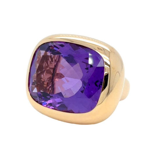 Bague pour femme en or rose avec un solitaire en améthyste. Bague Michaud 137886