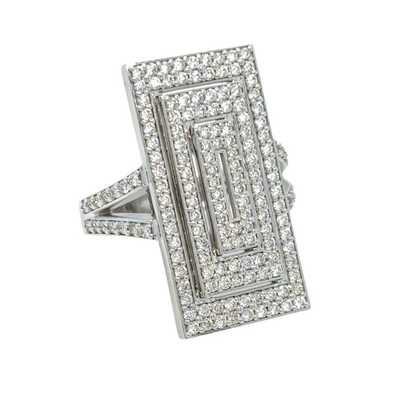 Bague pour femme style Art Déco en or blanc pavée de diamants blancs. Bague Michaud 152151