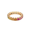 Bague anneau pour femme en or rose entièrement pavée de saphirs multicolores. Bague Michaud 154237
