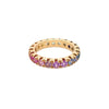 Bague anneau pour femme en or rose entièrement pavée de saphirs multicolores. Bague Michaud 154237