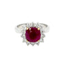Bague de fiançailles pour femme en or blanc et diamants blancs avec un superbe solitaire en rubis. Bague Michaud 154241