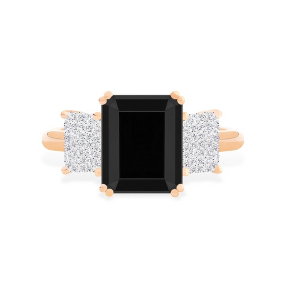 Bague pour femme en or rose, onyx et diamants blancs. Bague Midnight Ginette NY RMDNOD2