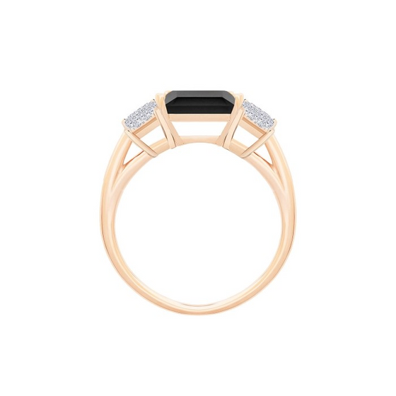 Bague pour femme en or rose, onyx et diamants blancs. Bague Midnight Ginette NY RMDNOD2