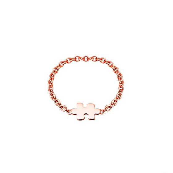 Bague pour femme en or rose en forme de pièce de puzzle. Bague Mini Puzzle Akillis RMP0005-OR