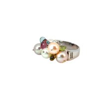  Bague pour femme en or blanc 18 carats, pierres fines de couleurs et perles. Bague Paradise Marco Bicego AB419MIX114