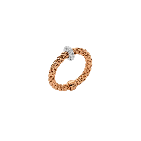 Bague pour femme en or rose et diamants blancs. Bague Prima Flex'it Fope 74508AX_BB_R_XBX_00L