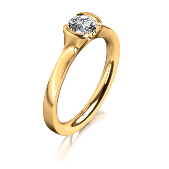 Bague de fiançailles en platine ou en or blanc, jaune ou rose 18 carats avec un solitaire en diamant. Bague Meister 111.2147