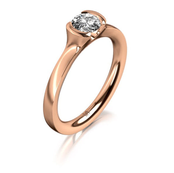 Bague de fiançailles en platine ou en or blanc, jaune ou rose 18 carats avec un solitaire en diamant. Bague Meister 111.2147