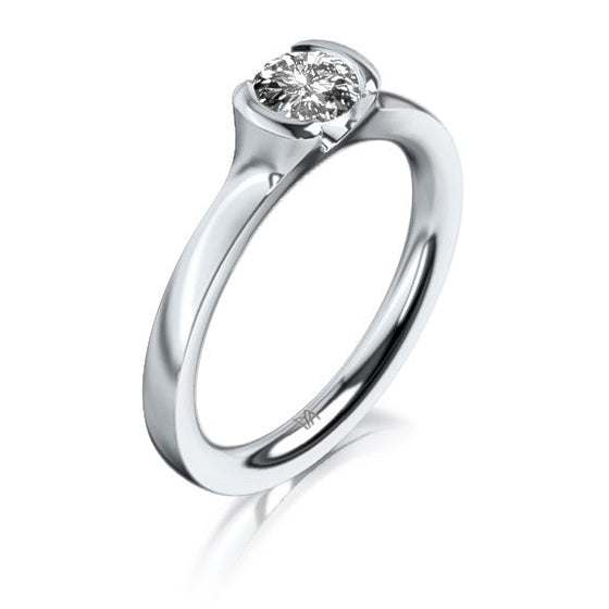 Bague de fiançailles en platine ou en or blanc, jaune ou rose 18 carats avec un solitaire en diamant. Bague Meister 111.2147