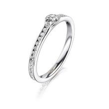  Bague de fiançailles en or blanc, jaune ou rose 18 carats avec un solitaire en diamant et entièrement pavé de diamants. Bague Meister 111.2162