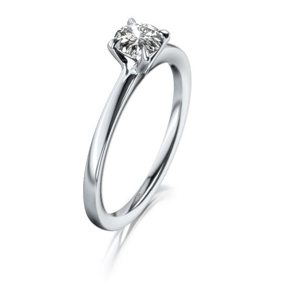 Bague de fiançailles en platine ou en or blanc, jaune ou rose 18 carats avec un solitaire en diamant. Bague Meister 111.2174