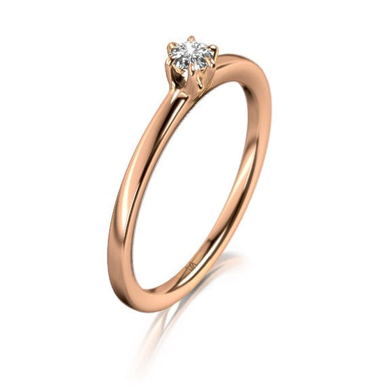 Bague de fiançailles en platine ou en or blanc, jaune ou rose 18 carats avec un solitaire en diamant. Bague Meister 111.2176