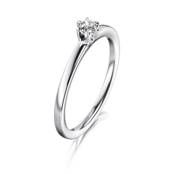 Bague de fiançailles en platine ou en or blanc, jaune ou rose 18 carats avec un solitaire en diamant. Bague Meister 111.2176