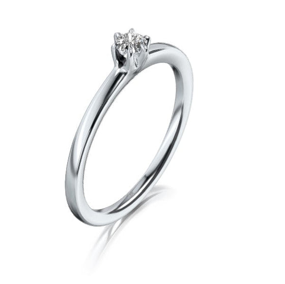 Bague de fiançailles en platine ou en or blanc, jaune ou rose 18 carats avec un solitaire en diamant. Bague Meister 111.2176