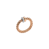 Bague pour homme et femme en or rose avec un maillon en or blanc pavé de diamants blancs. Bague Solo Flex'it Fope 62408AX_PB_R_RBX_00M