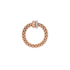 Bague pour homme et femme en or rose avec un maillon en or blanc pavé de diamants blancs. Bague Solo Flex'it Fope 62408AX_PB_R_RBX_00M
