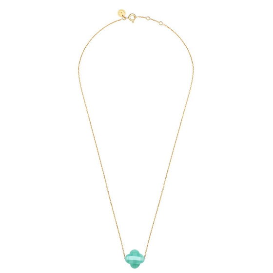 Amazonite Clover Yellow Gold Necklace