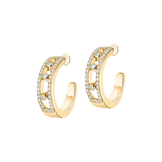 Move Pavé Hoop Yellow Gold Diamond Earrings