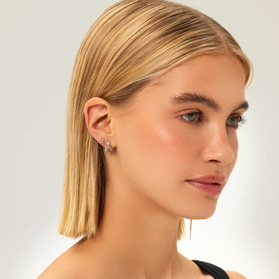 Boucle d'Oreille pour homme et femme en or rose et diamants blancs motif mouche. Boucle d'Oreille Innerland Kismet by Milka N0EA01410391Y00.001