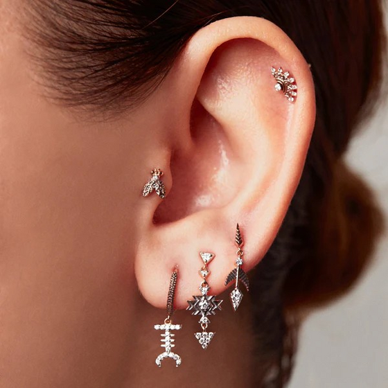 Boucle d'Oreille pour femme en or rose et diamants. Boucle d'Oreille Innerland Kismet by Milka N0EA01410628Y00.001