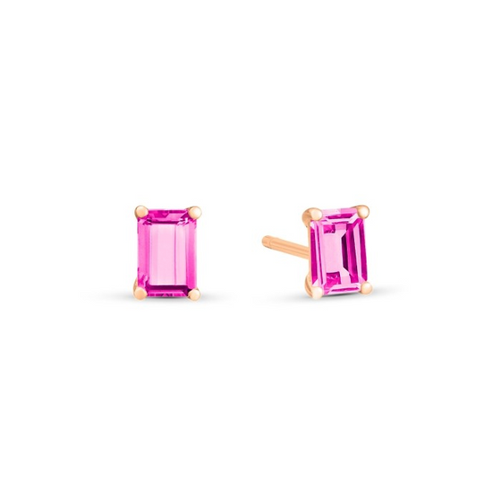 Boucles d'oreilles pour femme en or rose et pierre topaze rose. Boucles d'Oreilles Cocktail Ginette NY BOCOKPT1