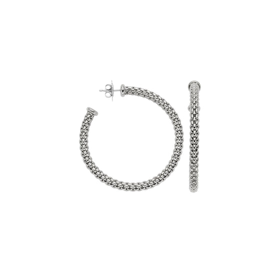 Boucles d'oreilles créoles pour femme en or blanc. Boucles Oreilles Essentials Flex'it Fope 03E06OX_XX_B_XXX_000