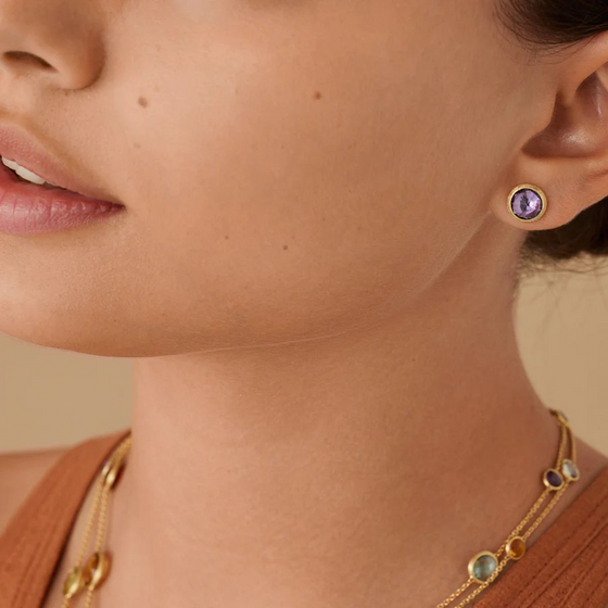 Boucles d'oreilles pour femme en or jaune 18 carats et amethystes. Boucles d'Oreilles Jaipur Colour Marco Bicego OB957-AL01