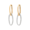 Boucles d'oreilles pour femme en or jaune 18 carats avec un maillon pavé de diamants blancs. Boucles d'Oreilles Jaipur Link New Marco Bicego OB1809-C-B
