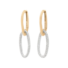  Boucles d'oreilles pour femme en or jaune 18 carats avec un maillon pavé de diamants blancs. Boucles d'Oreilles Jaipur Link New Marco Bicego OB1809-C-B
