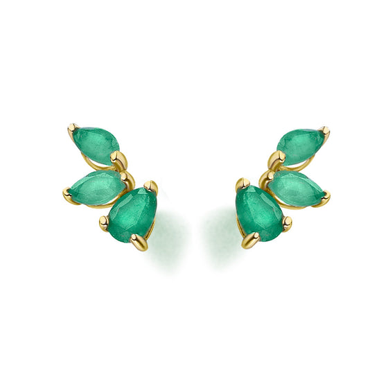 Boucles d'oreilles pour femme en or jaune 18 carats et émeraudes. Boucles d'oreilles Le Carre GB133ES.00
