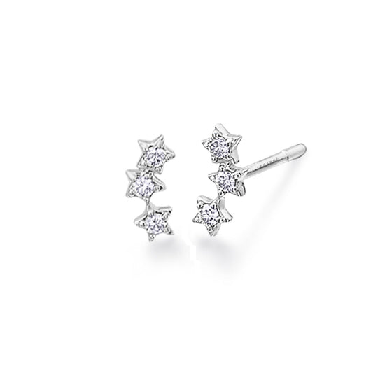 Boucles d'oreilles pour femme en or blanc 18 carats et diamants blancs en forme d'étoiles. Boucles d'oreilles Le Carre GB138OB.00