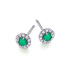 Boucles d'oreilles élégantes pour femme en or blanc, pavées de diamants et émeraudes. Boucles d'Oreilles Le Carré GB171ES.00