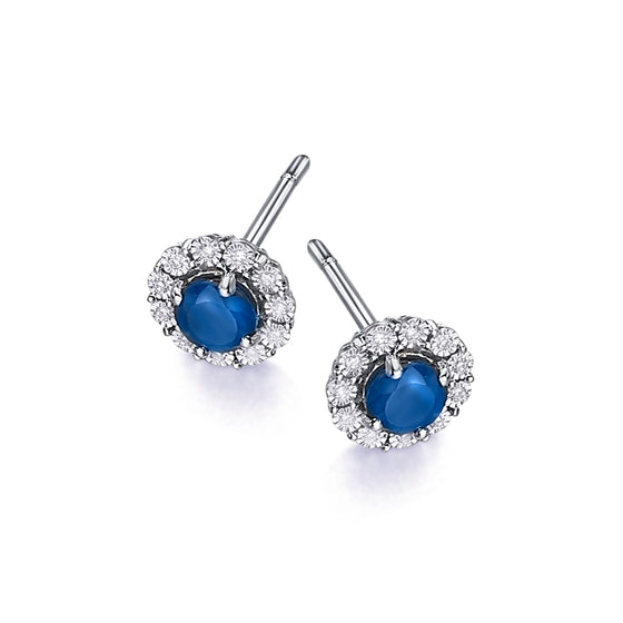 Boucles d'oreilles pour femme en or blanc 18 carats, diamants blancs et saphirs bleus. Boucles d'oreilles Le Carre GB171ZA.00
