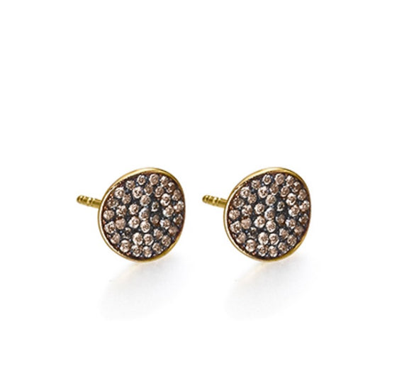 Boucles d'oreilles pour femme en or jaune 18 carats et diamants bruns. Boucles d'oreilles Le Carre GB183BR.00