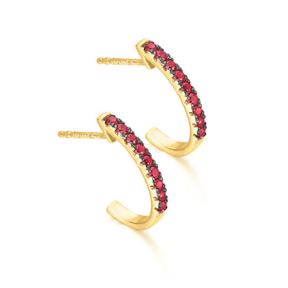 Boucles d'oreilles pour femme en or jaune 18 carats et rubis. Boucles d'oreilles Le Carre GB211RU.00