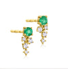 Boucles d'oreilles pour femme en or jaune 18 carats, diamants et émeraudes. Boucles d'oreilles Le Carre GB216OA.00