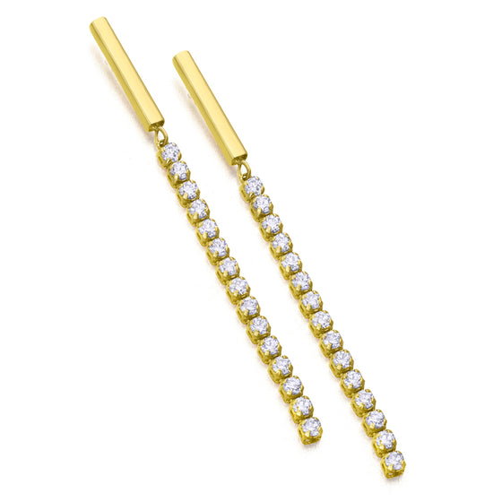 Boucles d'oreilles pour femme en or jaune 18 carats et diamants blancs. Boucles d'oreilles Le Carre GB221OA.00