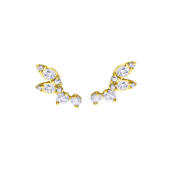 Boucles d'oreilles pour femme en or jaune 18 carats et diamants blancs. Boucles d'oreilles Le Carre GB234OA.00